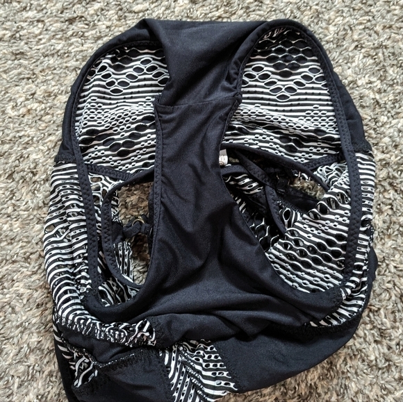 Becca black white mesh semi sheer low cut one piece swimsuit M - Picture 13 of 13